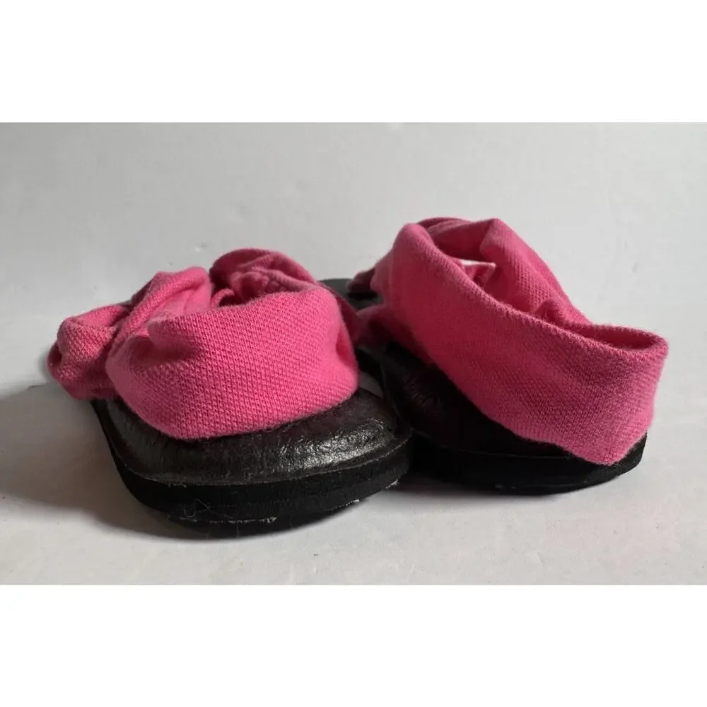 Sanuk Girls Slingback Sandals Size 1-2 Pink Black Yoga Thong Flip Flops